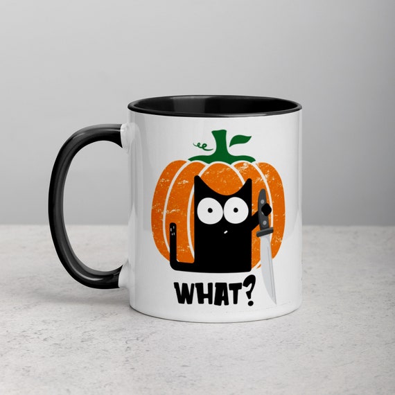 Halloween Cat Mug - Cat Lover Mug - Funny Killer Cat Mug - Cat with knife Mug - Assassin Cat Coffee Mug - Lefty & Righty Mug