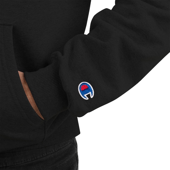 Mandalorian Boba Fett Helm Champion Hoodie White Logo on Black