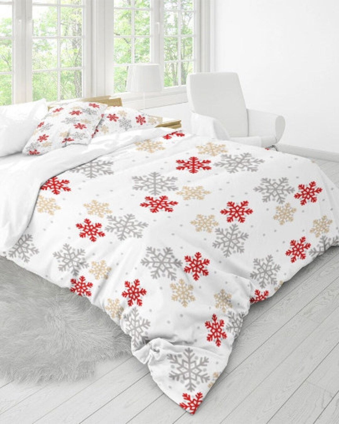 Snowflakes Duvet Covers Christmas Bedding Sets Twin Queen King Comforter Covers With Bed Pillow Cases Xmas Parents Gift Grandparents Etc Etsy UK