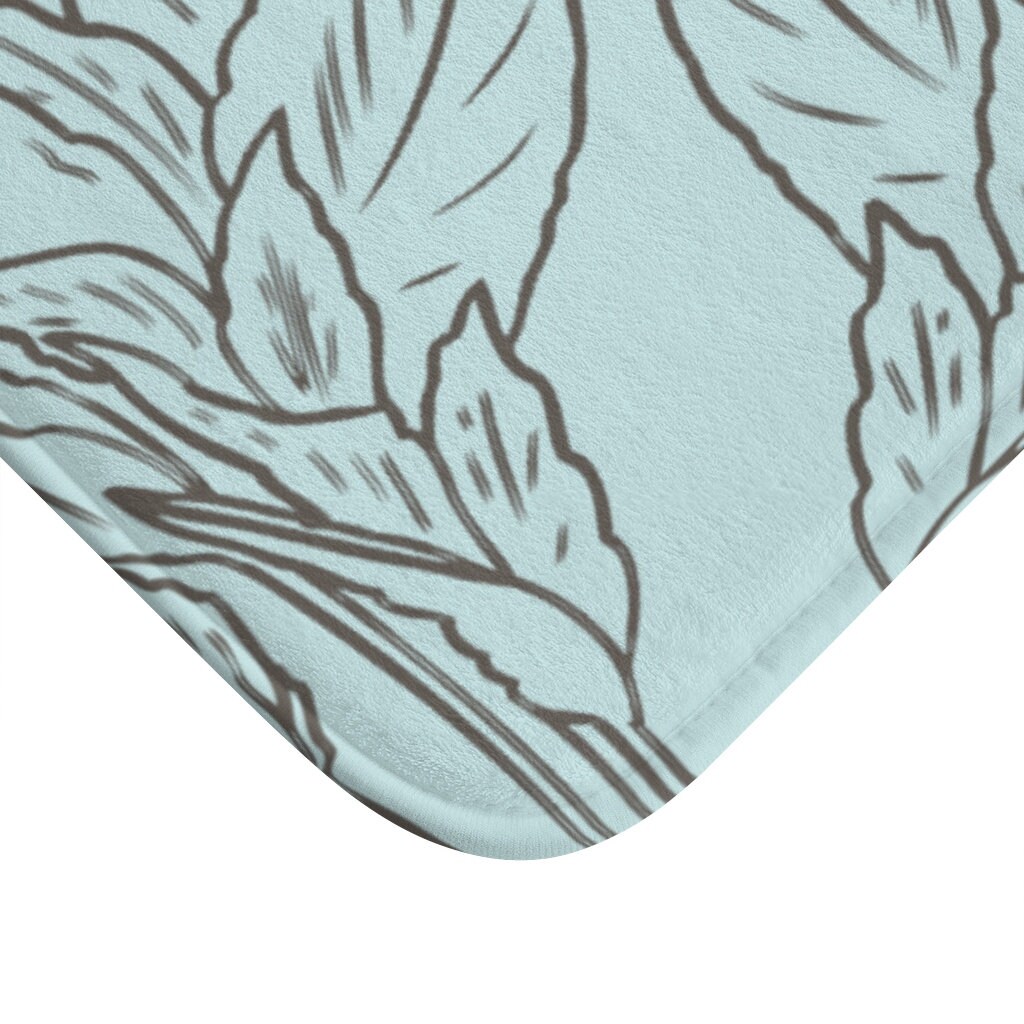 Sea Blue Gray Bath Mat Leaf Bath Rug Nonslip Shower Mats Etsy