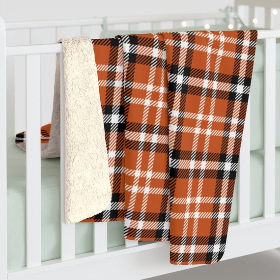 Burnt Orange Sherpa Blanket Tartan Plaid Thanksgiving Throws Fall Bedroom Decor Rustic Housewarming Gift Host Gift Xmas Gift. Etsy
