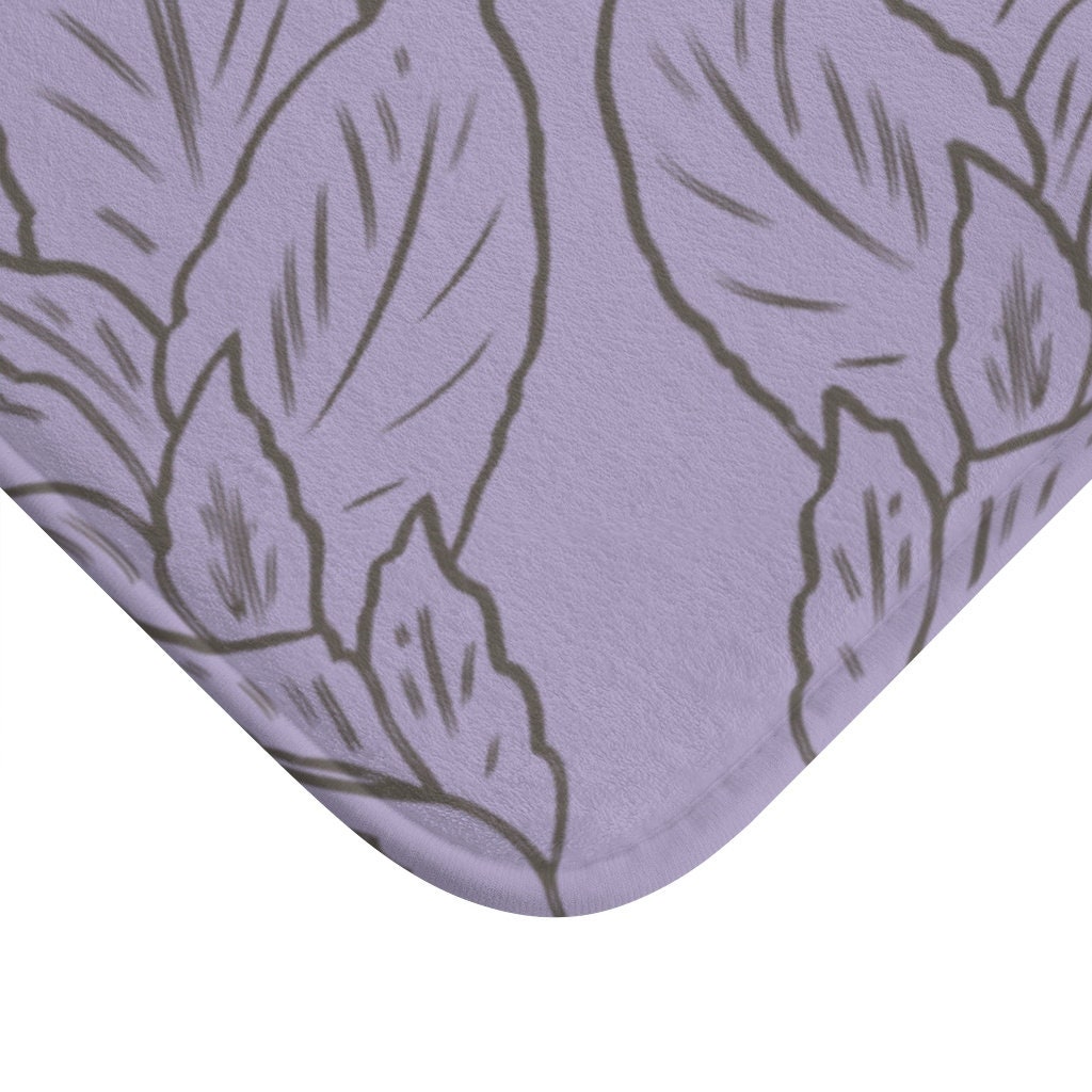 Purple Gray Bath Mat Leaf Bath Rug Nonslip Shower Mats Etsy UK