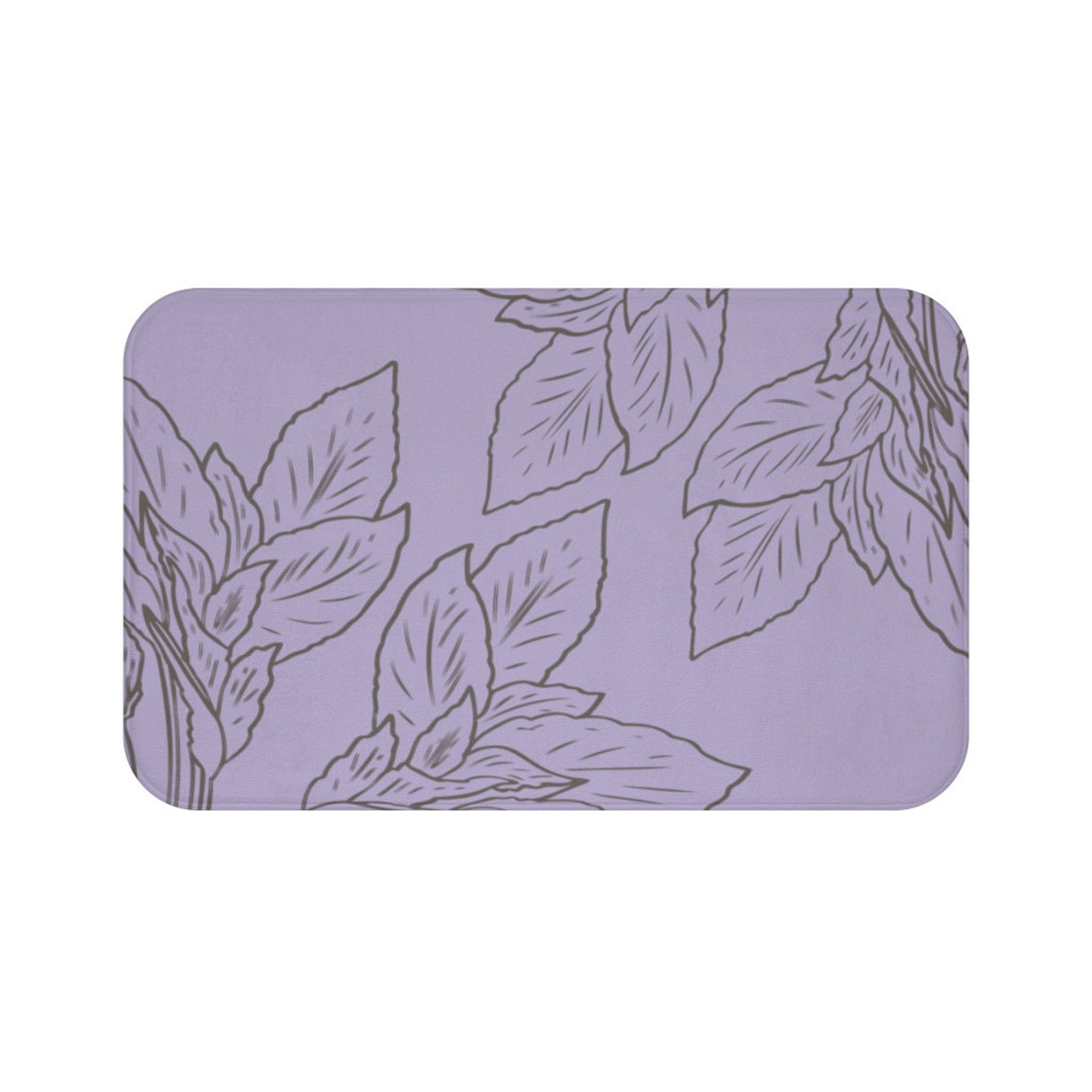 Purple Gray Bath Mat Leaf Bath Rug Nonslip Shower Mats Etsy UK