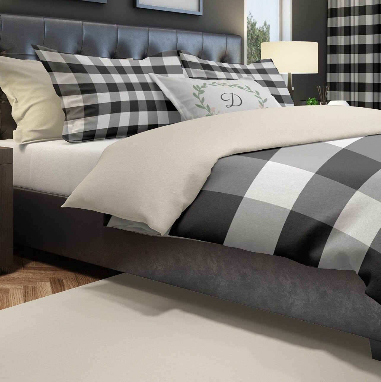 Black and White Buffalo Plaid Duvet Cover Twin/queen/king Check