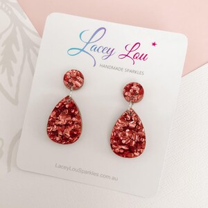 Small Teardrop Dangle - Rose Gold Acrylic Earrings