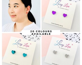 Tiny Heart Earrings - 20 colours to choose from!