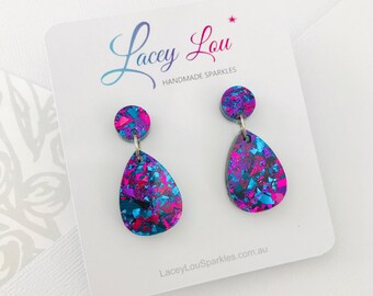 Midnight blue small teardrops dangle acrylic earrings