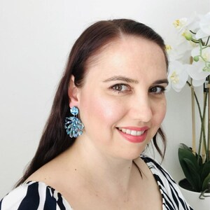 Ice Blue Chandelier Dangles - Statement Acrylic Earrings
