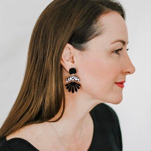 Black Statement Dangle Acrylic Earrings