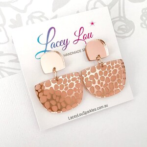 Rose Gold Mirror Pebble Acrylic Dangle