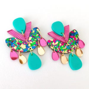 LARGE GREEN CHANDELIER Dangle Earrings | Green Statement Acrylic Earrings