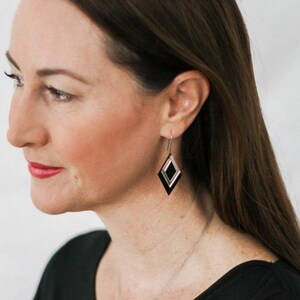 Black Diamond Dangle Acrylic Earrings