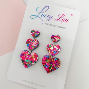 Rainbow Heart Statement Acrylic Dangles