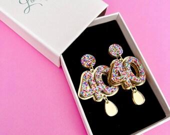 40th Birthday Statement Acrylic Earrings