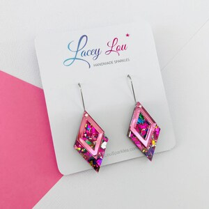 Rainbow Diamond Dangle Acrylic Earrings