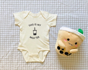 beige baby onesie