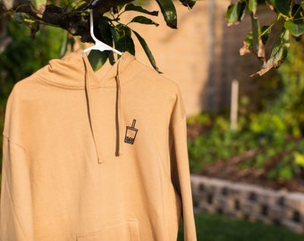 Boba Milk Tea Hoodie! (Tan/Beige)