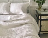 Solid White Cotton Kantha Quilt CKQ 020