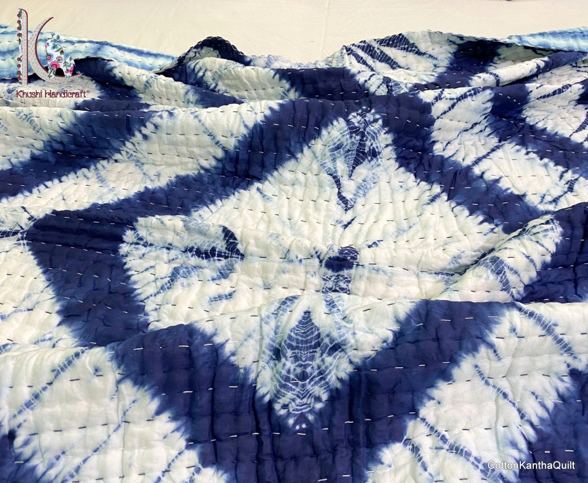 Tie Dye Quilt Hand Dyed Soft Kantha Quilt Shibori Print Etsy