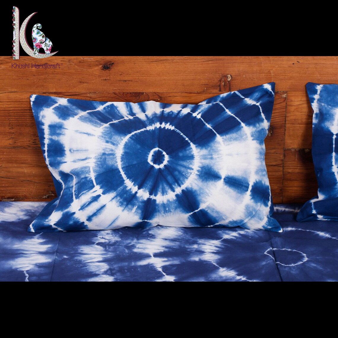 Indigo Blue Tie Dye Cotton Bed Sheet Shibori Print Natural Etsy
