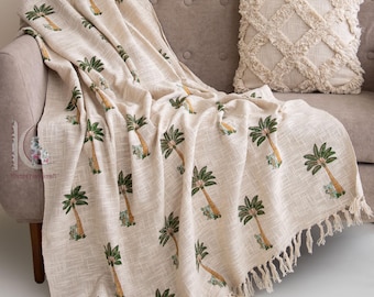 Handblock gedruckte Baumwolldecke: Boho Sofa Decor