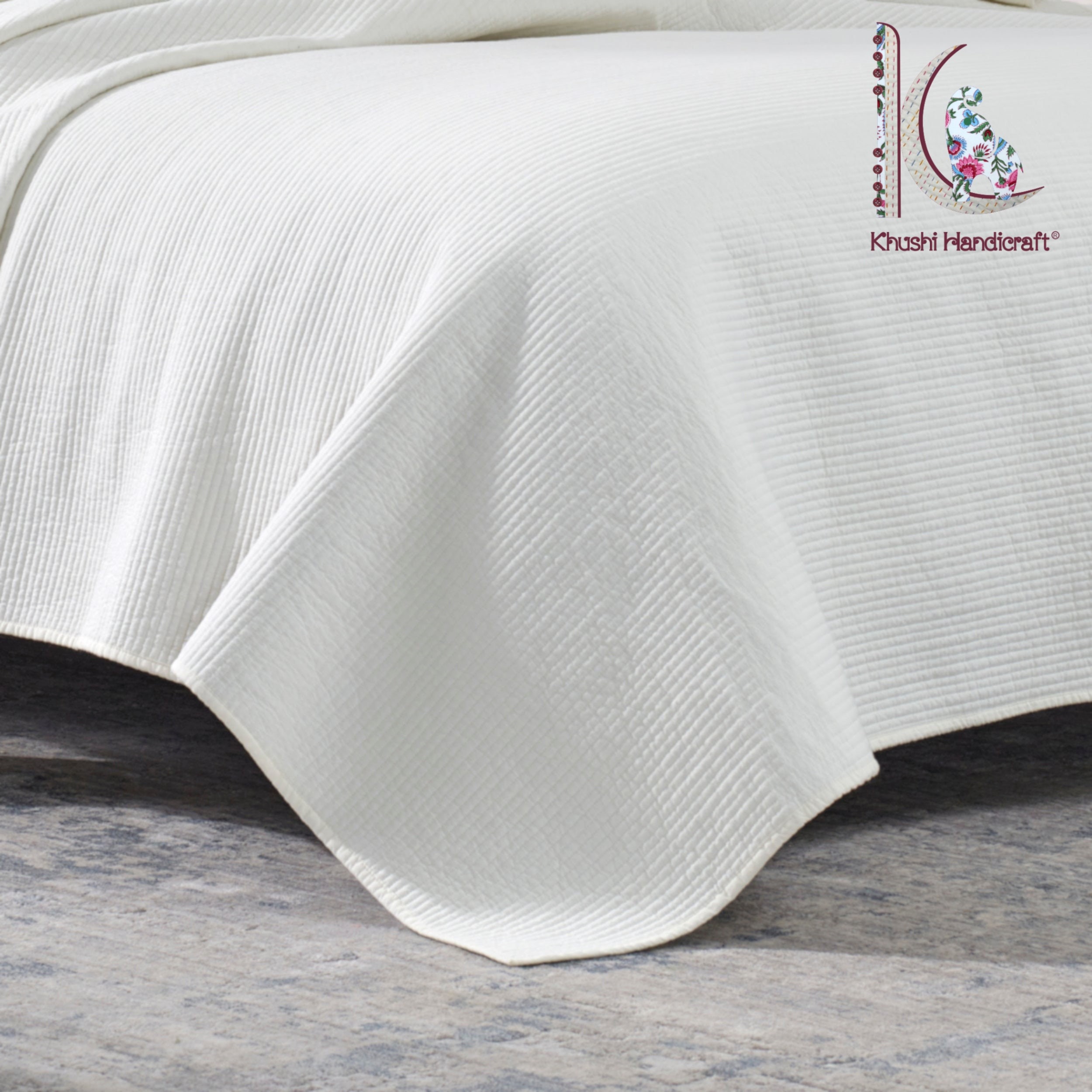 Solid White Cotton Quilt Quilted Pillow Cover Cushion Cover Etsy