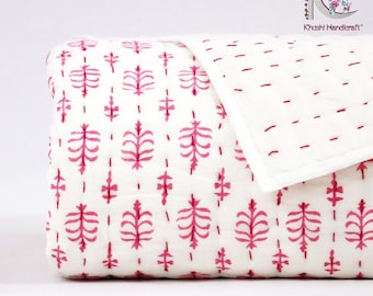 Met de hand gestikt katoen Kantha quilt effen kleur gewatteerde deken boho Dekbed dekbed Kantha beddengoed sets Bohemian QUILT#01