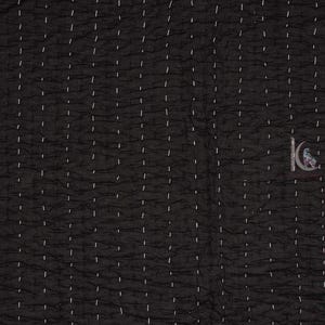 May include: Black quilted fabric with white stitching in a vertical pattern. The fabric has a textured appearance, with a crinkled surface. The stitching is evenly spaced, creating a grid-like design. The overall aesthetic is simple and elegant.