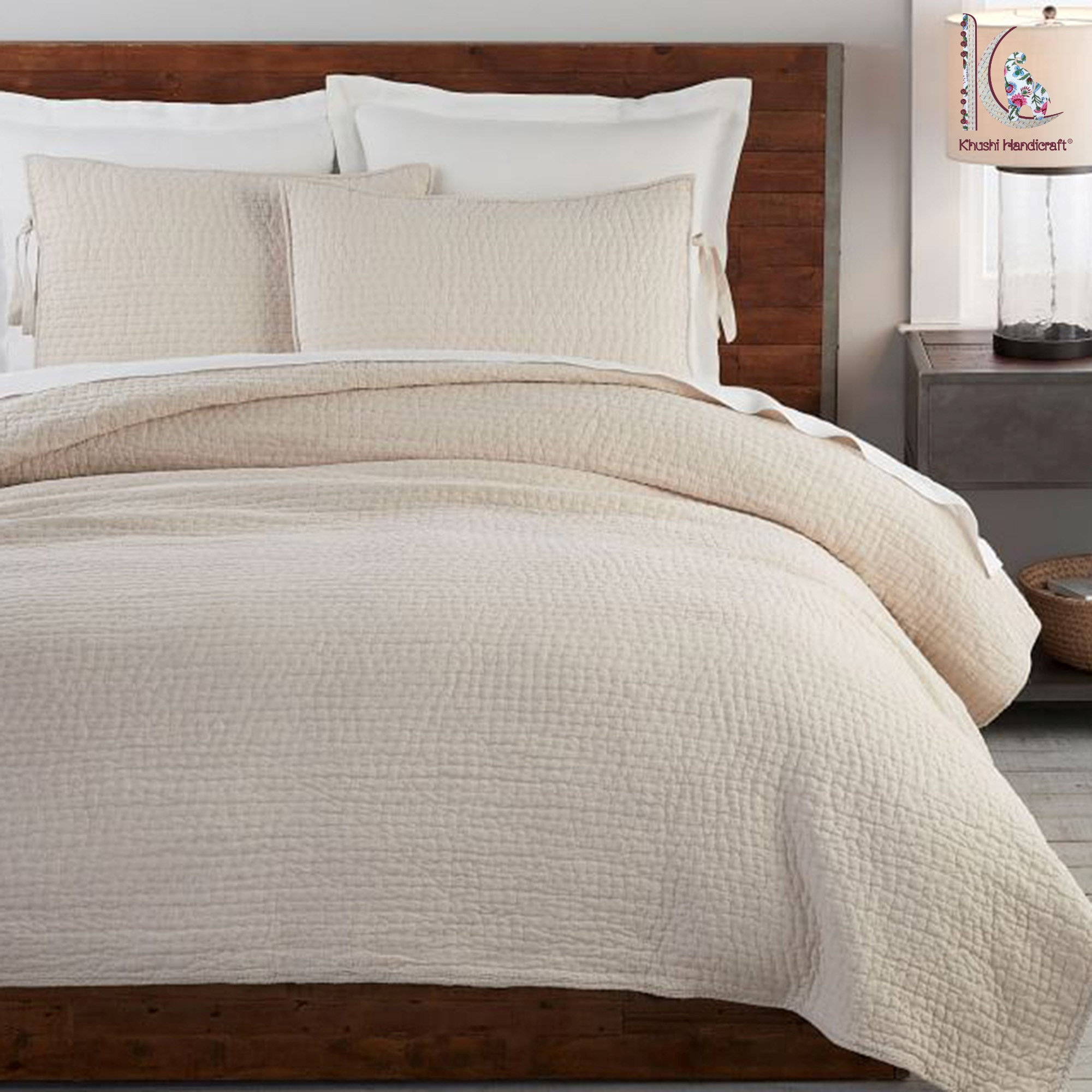 Marusthali Handmade Indian Quilted Blanket Cotton Kantha Quilted Kantha