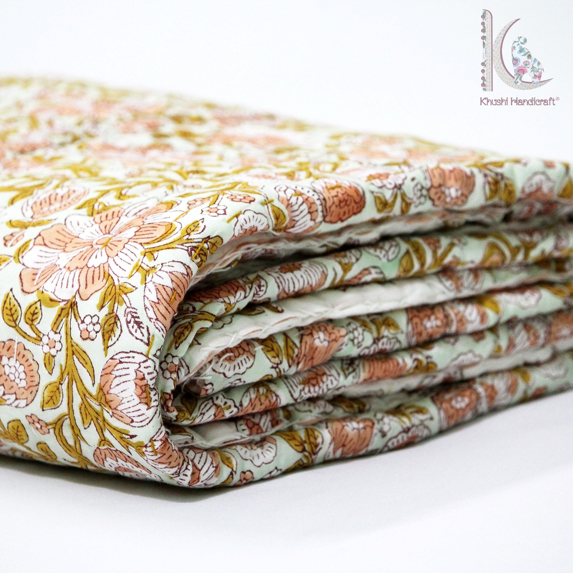 New Born Baby Blanket Hand Block Print Kantha Baby Quilt Sofy Etsy