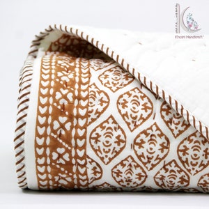 Indiase quilt met blokprint, winter warme Razai-quilt katoenen kantha quilt beddengoed sets Handgemaakte quilt, deken, handgestikte quilt CKQ#06