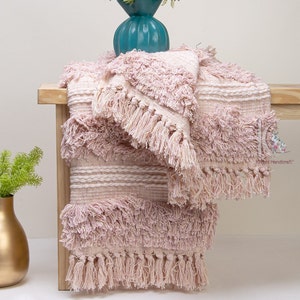 Pink color baby blanket throw Hand Wovan Throw Hand Loomed Mud Cloth Blanket Handmade Throws and Blankets Ethnic Cotton Textile