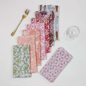 Tovaglioli in tessuto di cotone, tovaglioli in tessuto di cotone stampato a mano con motivo floreale indiano, dimensioni 20x20 pollici, set di 4, 6, 12, 24, 48 pezzi, decorazioni per la casa per eventi e matrimoni