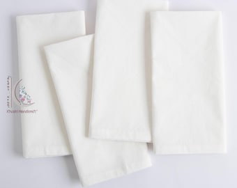 White Cotton Dinner Napkins - Eco Friendly Reusable Cloth - CKQ#CN01