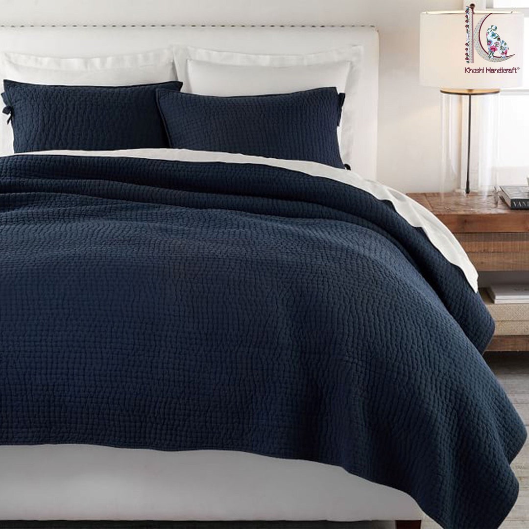 Kantha Quilt Navy Red