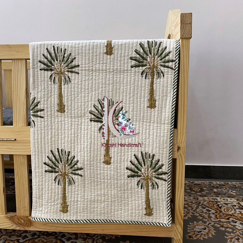 Palm tree Soft baby blanket crib bedding handmade cotton quilt Etsy