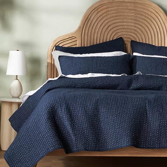 Handmade Cotton Kantha Quilt: Solid Bedspread Blanket CKQ#277