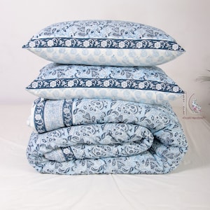 Cotton Duvet Covers, Indian Block Printed Comferter Set, Floral Print Doona Cover Bedding Set, 100% Cotton Duvet Covers With Pillowcases