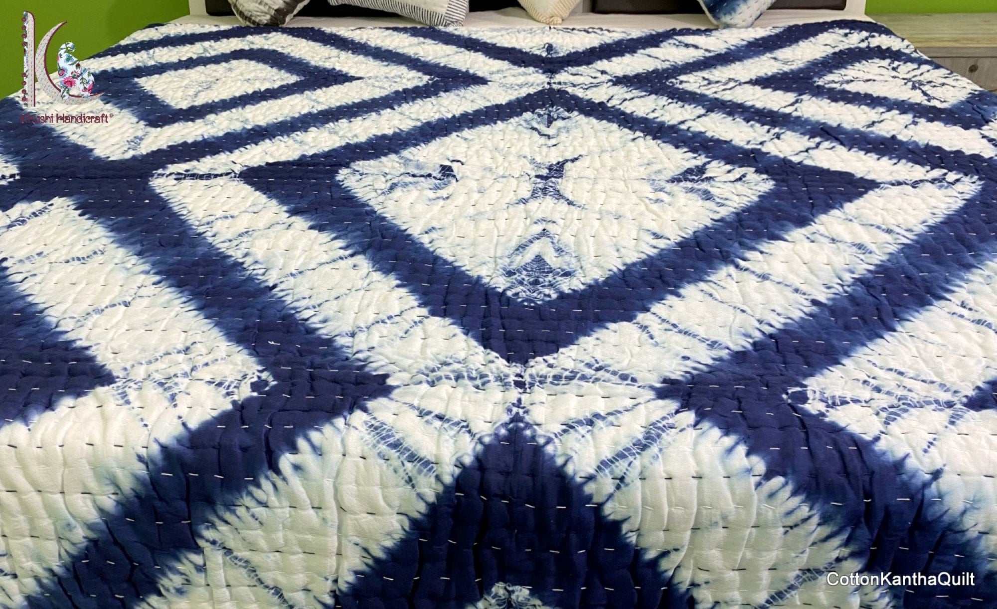 Tie Dye Quilt Hand Dyed Soft Kantha Quilt Shibori Print Etsy