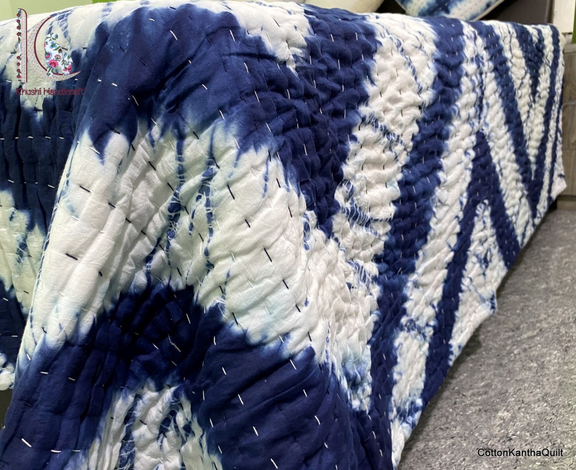 Tie Dye Quilt Hand Dyed Soft Kantha Quilt Shibori Print Etsy