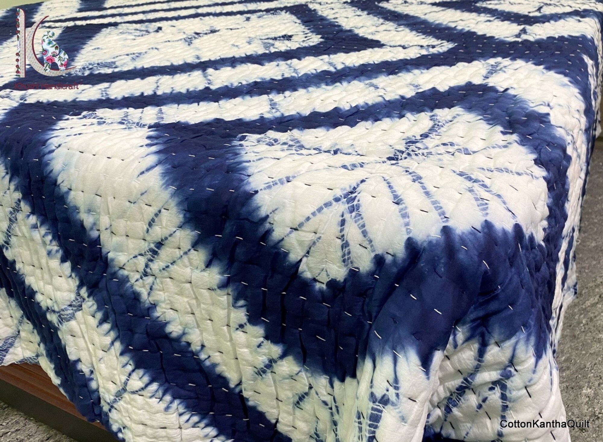 Tie Dye Quilt Hand Dyed Soft Kantha Quilt Shibori Print Etsy