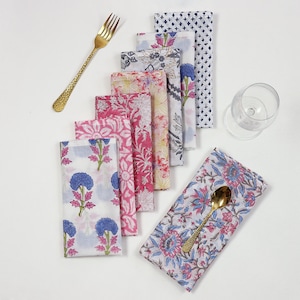 Hand-Printed Party Napkins Cotton Cloth Dinner Napkins Reusable Table Cloth Boho Wholesale Lot Of Napkins set Eco/Earth Friendly Reusable
