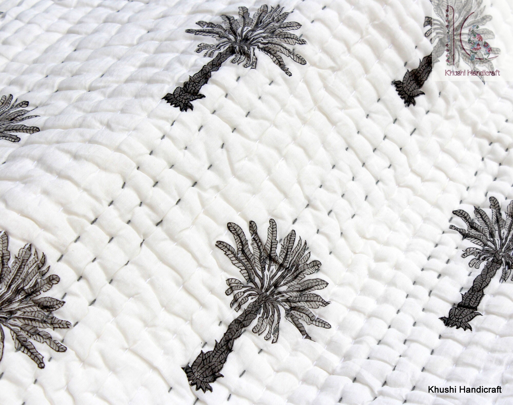 Kantha Baby Quilt Block Print Hand Stitched Baby Blanket Etsy India