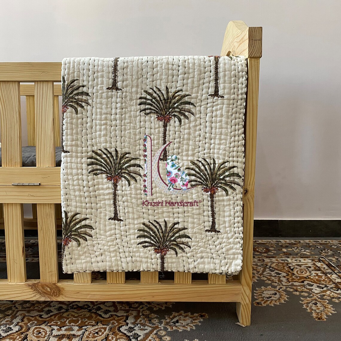 Palm Tree Crib Bedding Handmade Soft Cotton Baby Quilt Baby Etsy