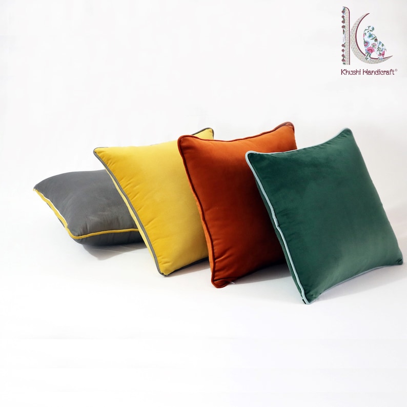 Luxury Velvet Cushion Cover Velvet Solid Pillowcase Multi Etsy