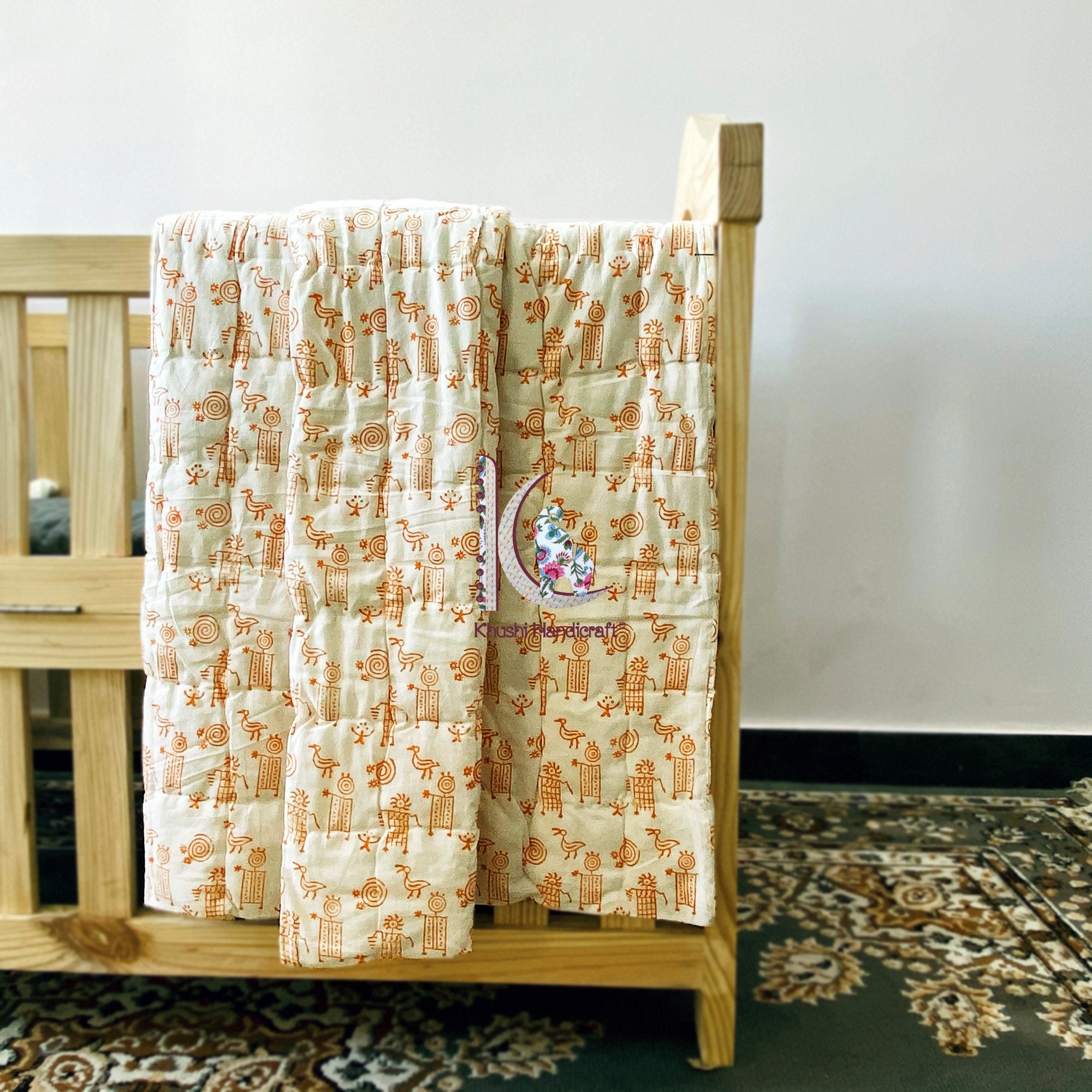 Organic Cotton Nurser Blanketquilt Orange Baby Cot Blanket Etsy