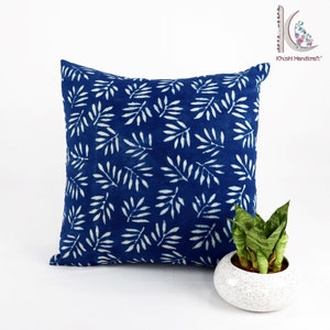Hand Block print pillow cover Indigo blue cotton cushion cover, sofa throw cushion, hand dyed pillow cases INDP#04