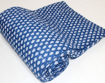 Indigo Blau Kantha Quilt, Hand Block Print Baumwolldecke Handgefertigte leichte Winter Quilt, 100% Baumwolle Kantha Quilt CKQ # 042