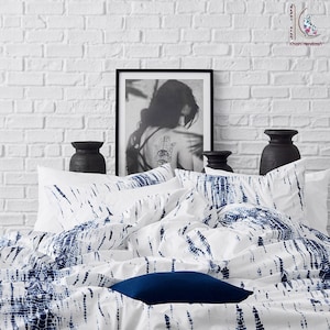 Duvet cover Shibori Tie dye Boho Bedding, Bed 3 piece sets cushion cover soft mul-mul Tie Dye Indian Indigo Bedding Hippie CKQD#01
