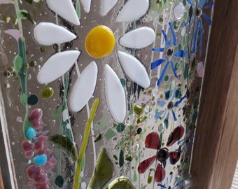 Commission a Fused Glass Garden Panel, Solid Oak Frame, Your Choice of Colours, Suitable for Inside or Out in the Garden